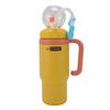 Whale Fountain Water Bottle 710ML Stainless Steel Keep Cold Insulated Drinking Cup with Handle Straw for Outdoor Travel