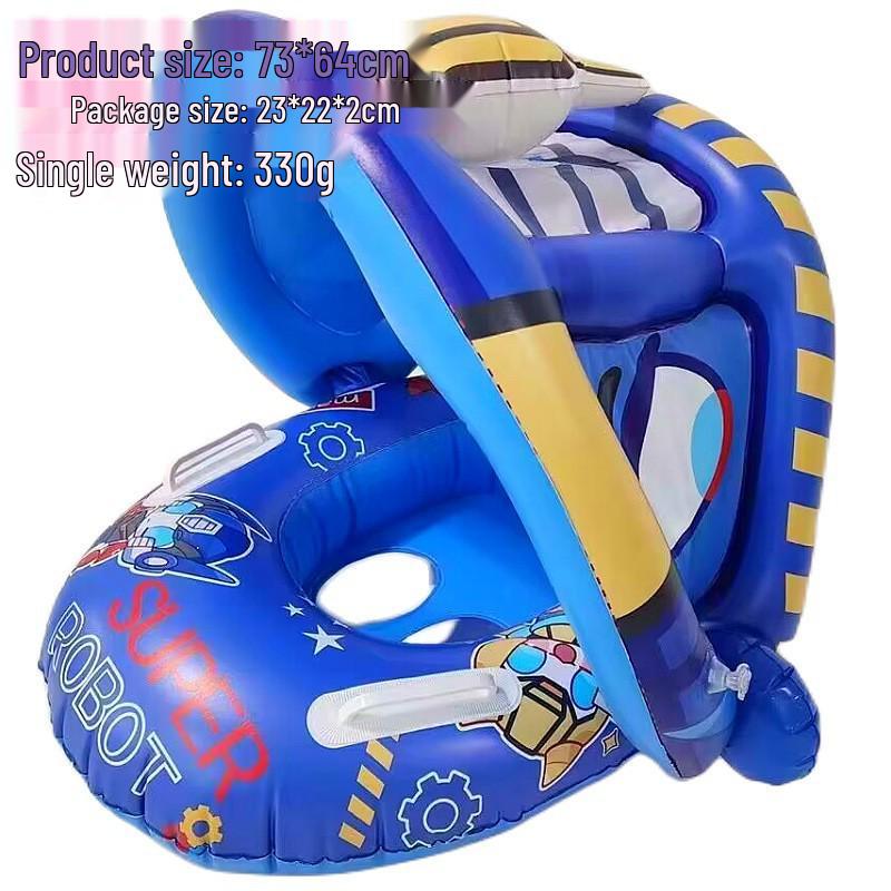 Large Toddler Boat-Themed Swimming Ring with Canopy & Steering Wheel
