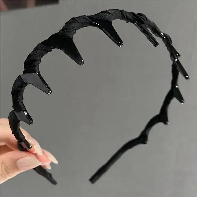 

3pcs Fashion Wave Headbands for Women Solid Color Toothed Non-slip Hair Bands Girl Face Wash Sports Hairbands Hair Accessories чёрный