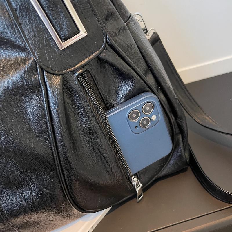 Women's Shoulder Bag Solid Color Large Capacity Travel Commuter Tote Bag