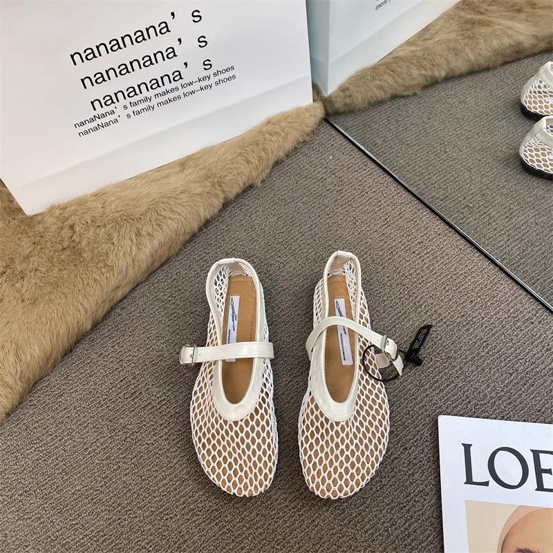 

Soleist New Hollow Mesh Women s Flat Ballet Shoes - Casual Fashion Versatile Breathable Fishnet Sandals 40 бежевий