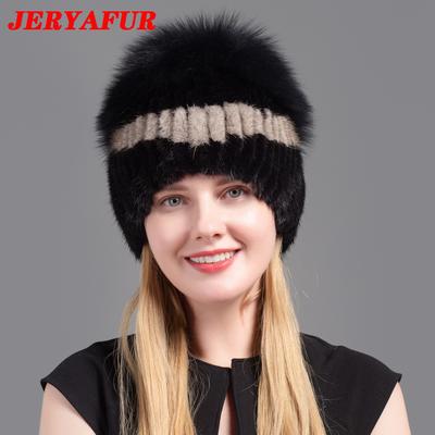 JERYAFUR Νέο Στυλ Φυσικό Καπέλο Γούνας Αλεπούς Καπέλο Μινκ Χειμερινό Γυναικείο Φυσικό Κάθετο Υψηλής Ποιότητας Μοντέρνο Καπέλο Καπέλο Αλεπούς Αργυρής