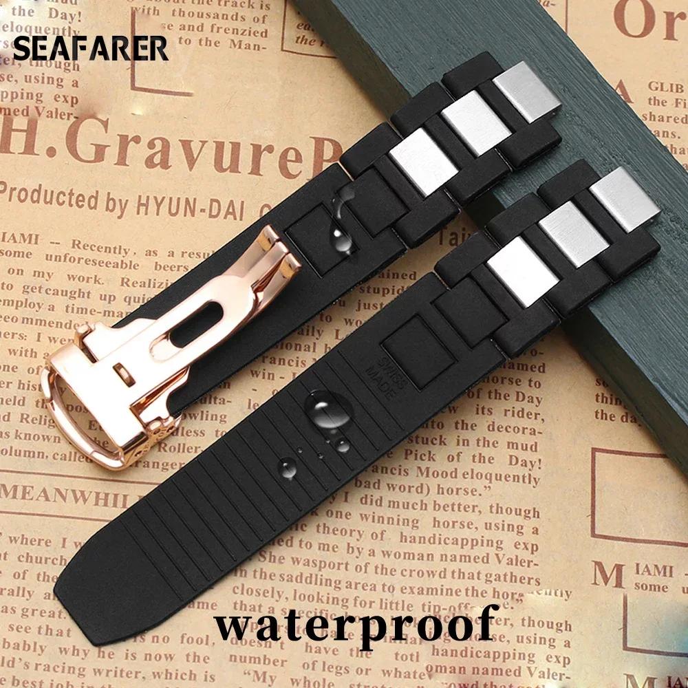 Cinturino di Ricambio in Silicone Nero 20mm10mm in Gomma per Orologio Cartier 21 Chronoscaph W10198u2 W10125u2 W10197u2 W10184u2