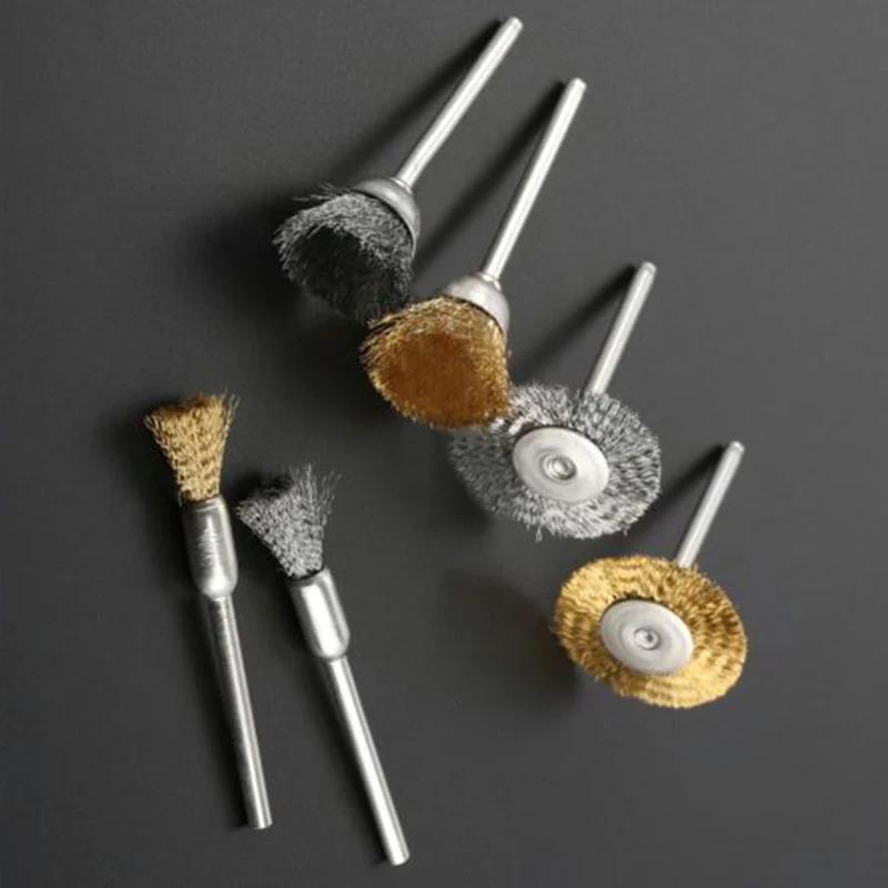 24pcs Brass Steel Wire Wheel Brush Polishing Grinder Accessories Rotary Electric Tool Kit For Engraver Steel Polishing Grinding