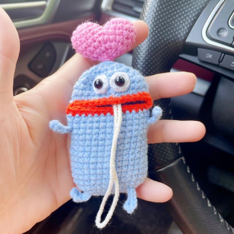 Hand-Crocheted Car Key Fob Cover, Big Mouth Key Protector, Cute Yarn Keychain for Car Keys, Unique Handmade Gift Car Key Cases