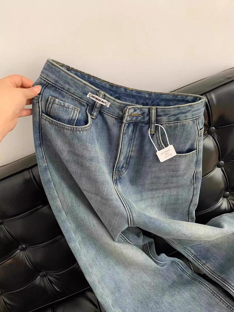 2025 Winter Retro Wide-Leg Plus Velvet Jeans for Women: Slimming, Loose Fit for Chubby Pear-Shaped Figures