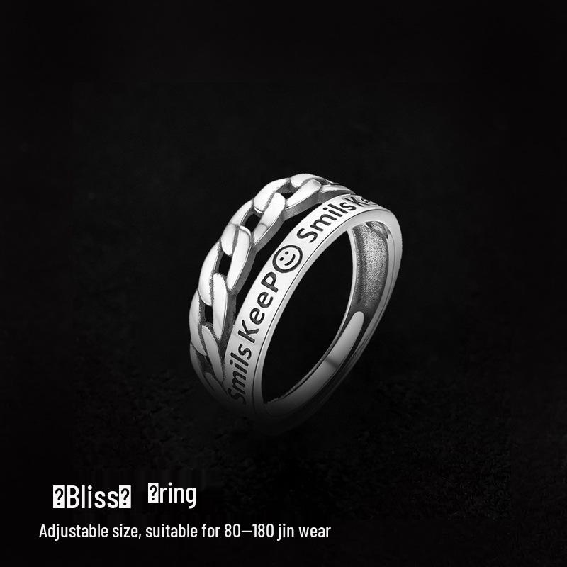 Trendy Men's Adjustable Niche Index Finger Open Ring for Boys