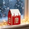 Christmas Cottage Gift Box 3D Pop Up House Boxes Festive Paper Craft with Snowflake Designs Reusable Holiday Packaging for Cookies Small Presents