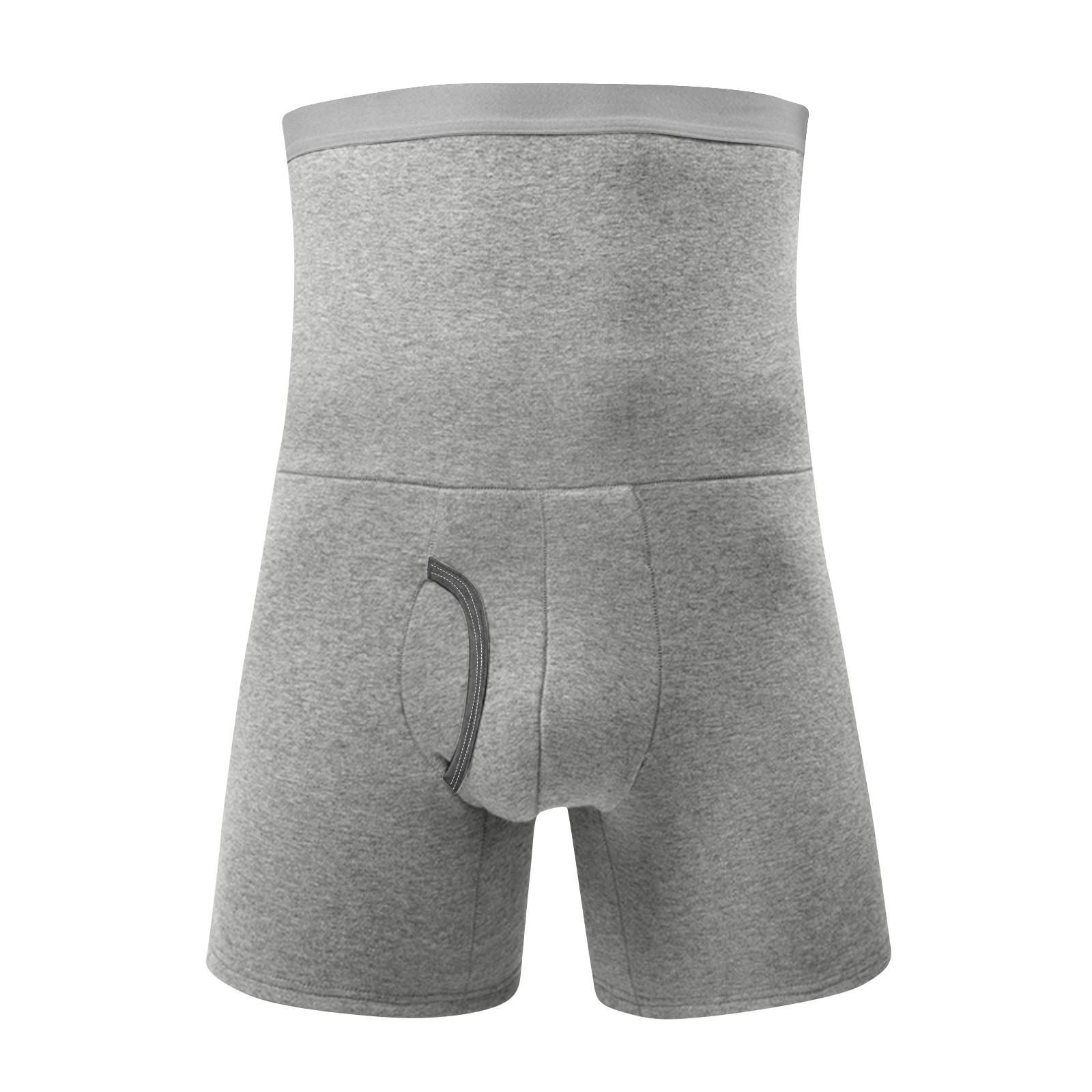 

Мужское модное теплое удобное хлопковое нижнее белье с высокой талией больших размеров XL светло-серый