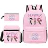 Large Capacity Schoolbag with Shoulder Strap; Student Three-piece Pencil Case Set