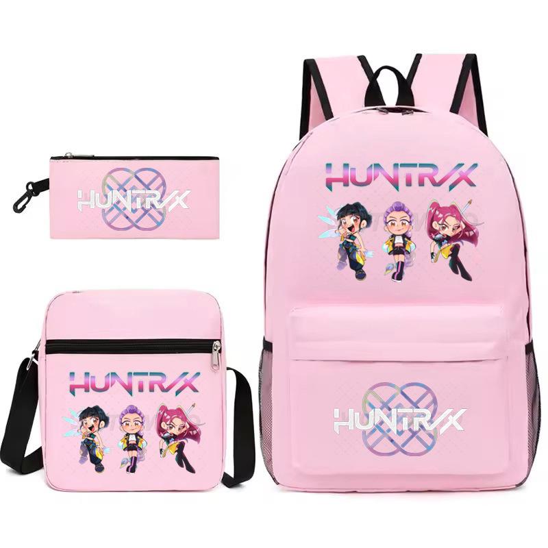 Large Capacity Schoolbag with Shoulder Strap; Student Three-piece Pencil Case Set