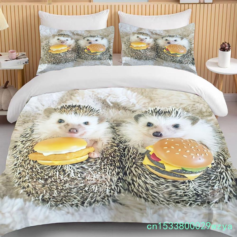 Animal Fofo Conjunto de Cama de Ouriço Queen Fofo Roupas Edredom/Capas de Edredom e Fronha Para Adultos Crianças Capa de Colcha