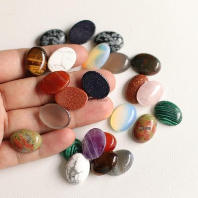 15x20mm Oval Natural Agate Green Aventurine Amethyst Tiger Eye Gemstone Patch for DIY Jewelry