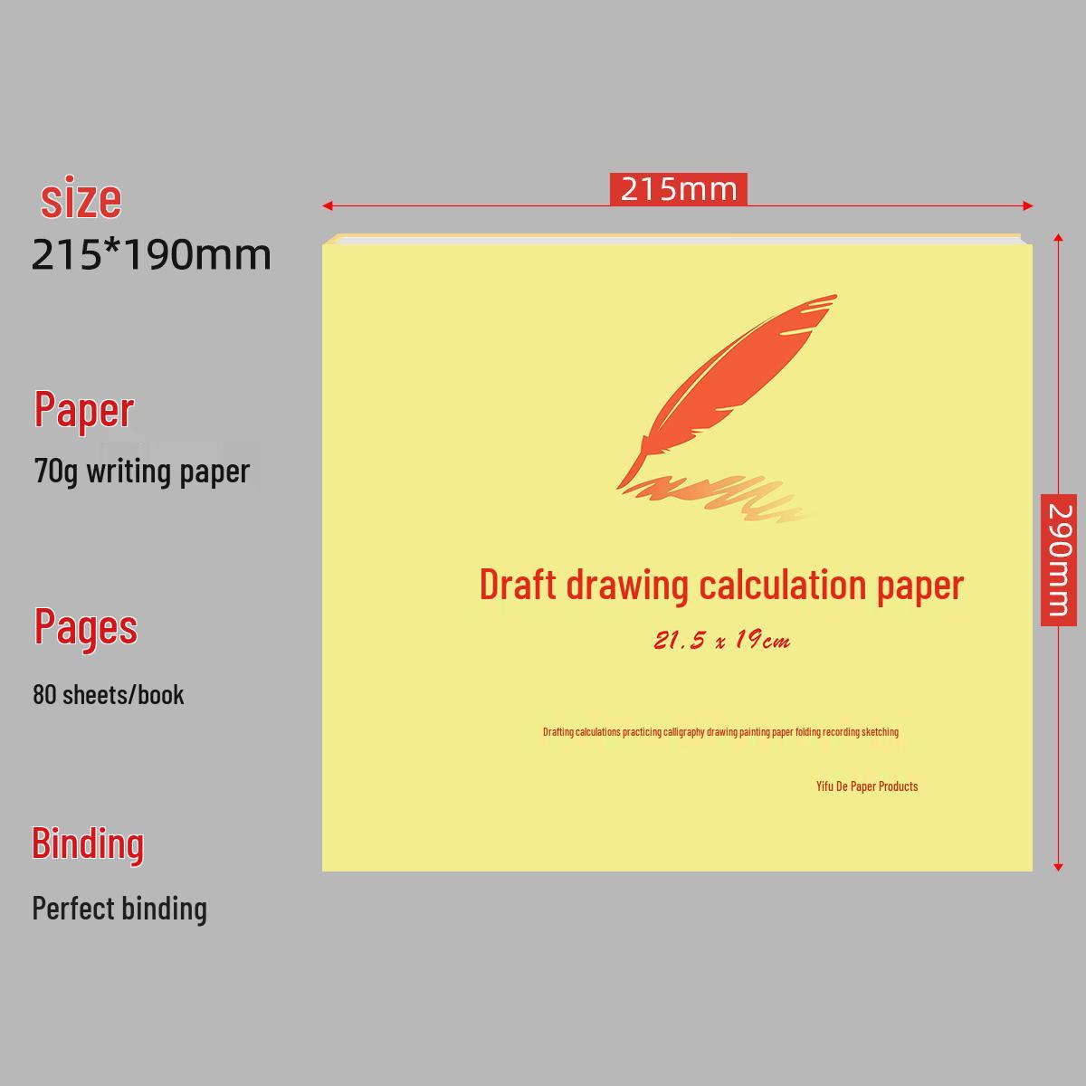 Draft Drawing Calculation Paper: Tearable Sketchbook for Math and Exam Use by Students and Postgraduates 80 sheets