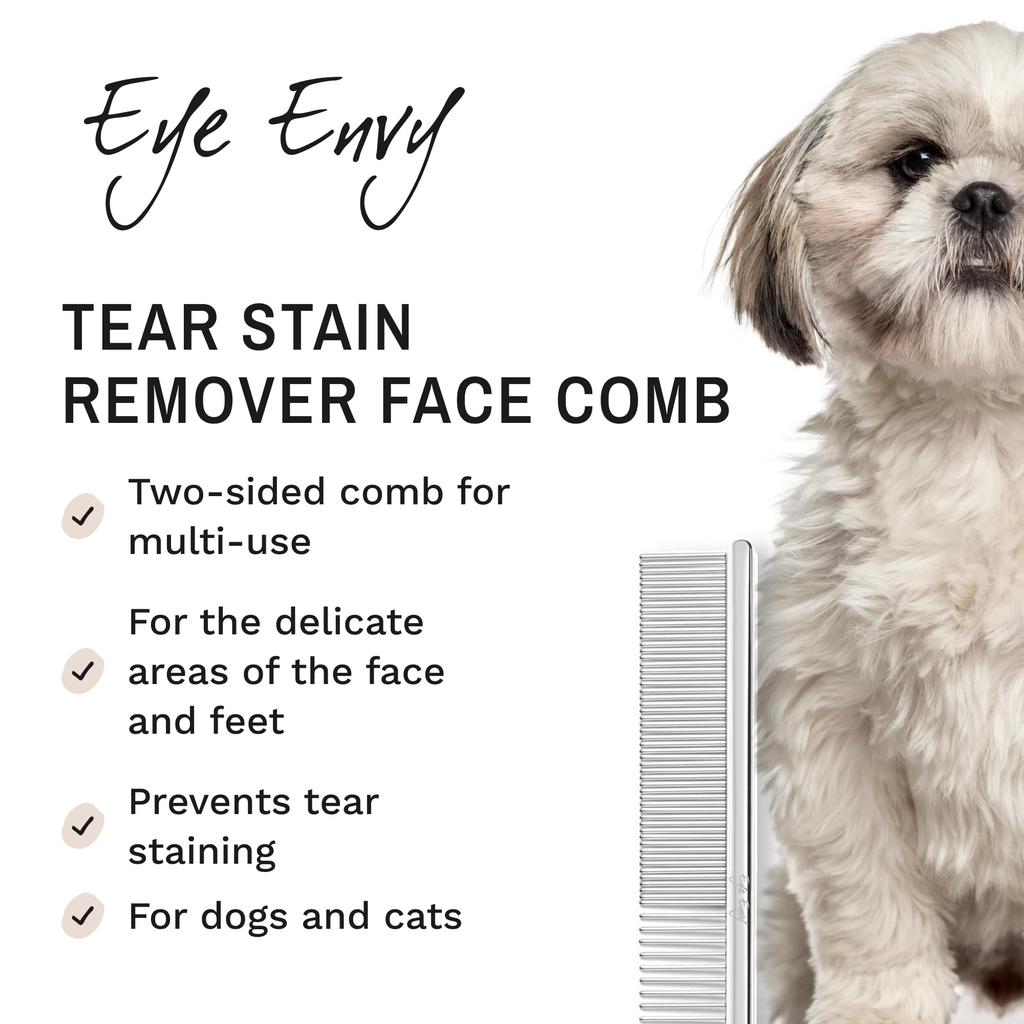 Eye Envy Tear Stain Remover Face Comb for Dogs and Comb with 80 Rounded Pins Gently Remove Crusty Eye Gunk and Boogers Keep The Beard and Face Tangle