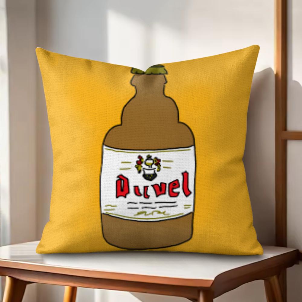 Cool Protective DDuvel Beer Cushion Cover Natural Linen Organic Fabric DoubleSided Printing Couch Pillow Covers Home Decor