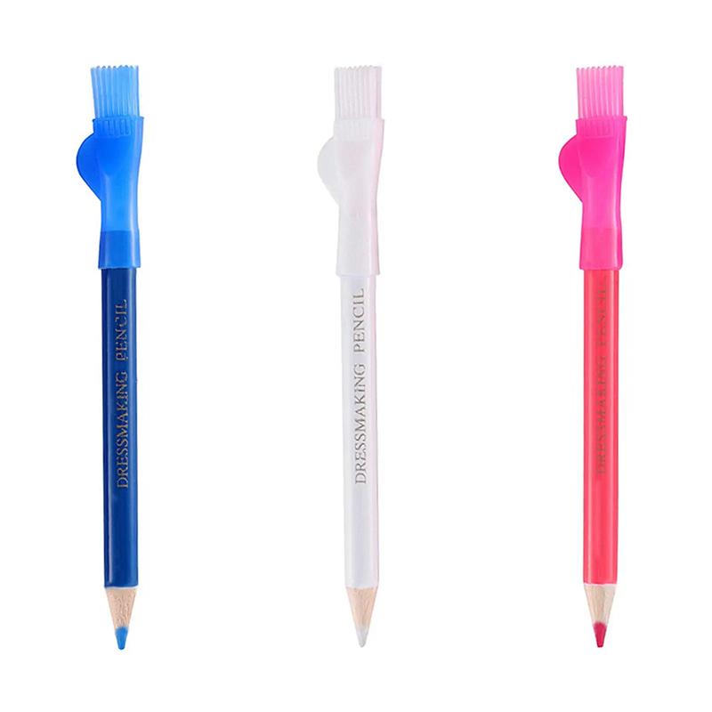 

3pcs/set Sewing Fabric Pencils Water Soluble Pen Tailor Mark Chalk with Brush Cap Dressmaker Marker and Tracing Tools