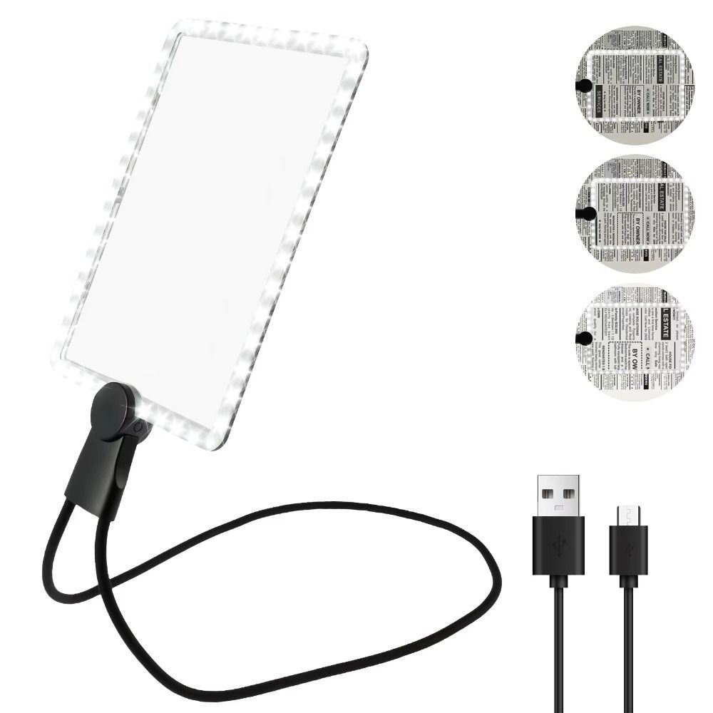 Large Mirror Full Page Magnifier 3 In 1 LED Magnifier Visual Impairment Flexible Magnifier  Craft