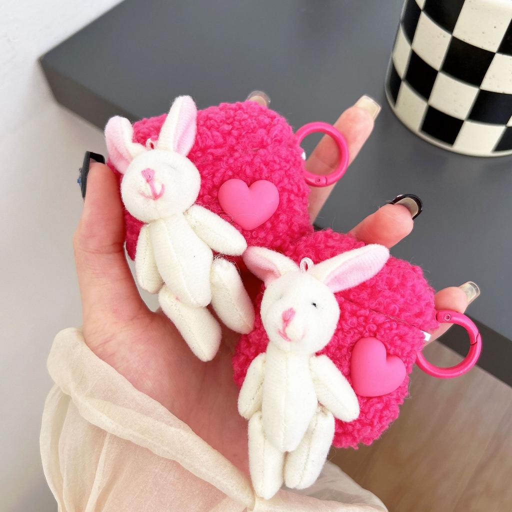 Plush cute rabbit love AirPods 1 protective case pro1 apple bluetooth 1/1 generation earphone case