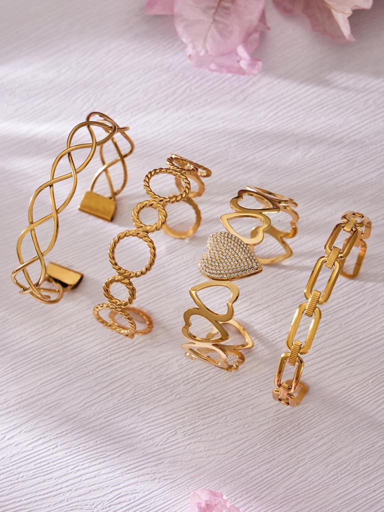 Stylish Stainless Steel Bracelet with Enamel Design and Zirconium Accent