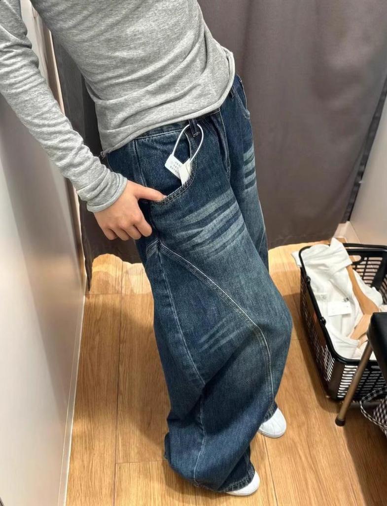 Plus Size Women's Vintage High Waist Wide Leg Jeans