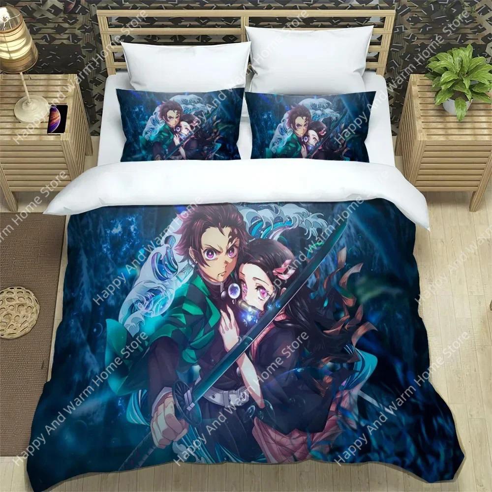 Comforter Demon Slayer Bedding Set Soft Bed Single/Double Japanese Manga Boys And Adolescents