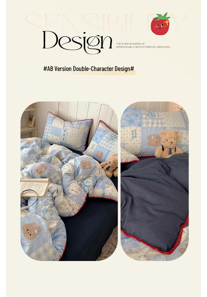 2026 New Cartoon Style Puffy Cotton Embroidery Bedding Set