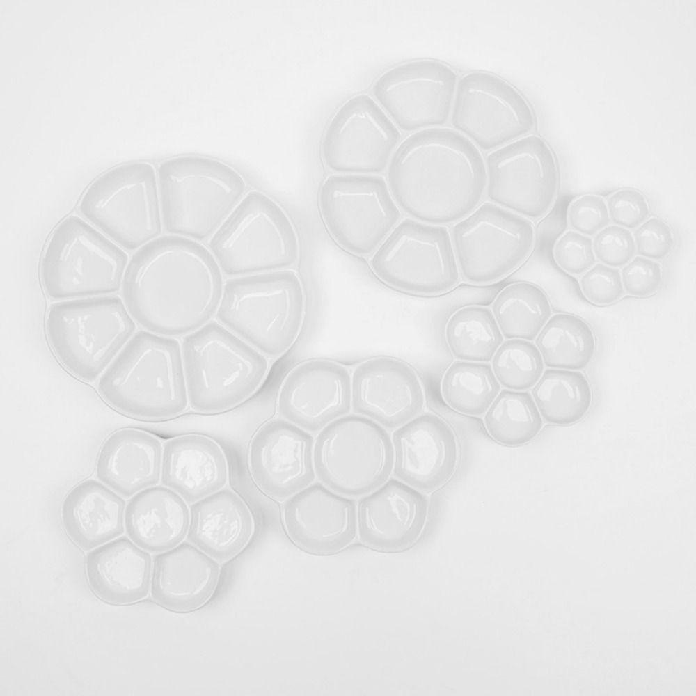 White Ceramic Paint Palette 6/7/8/9 Grids Porcelain Palette Mixing Colour Tray  Painting