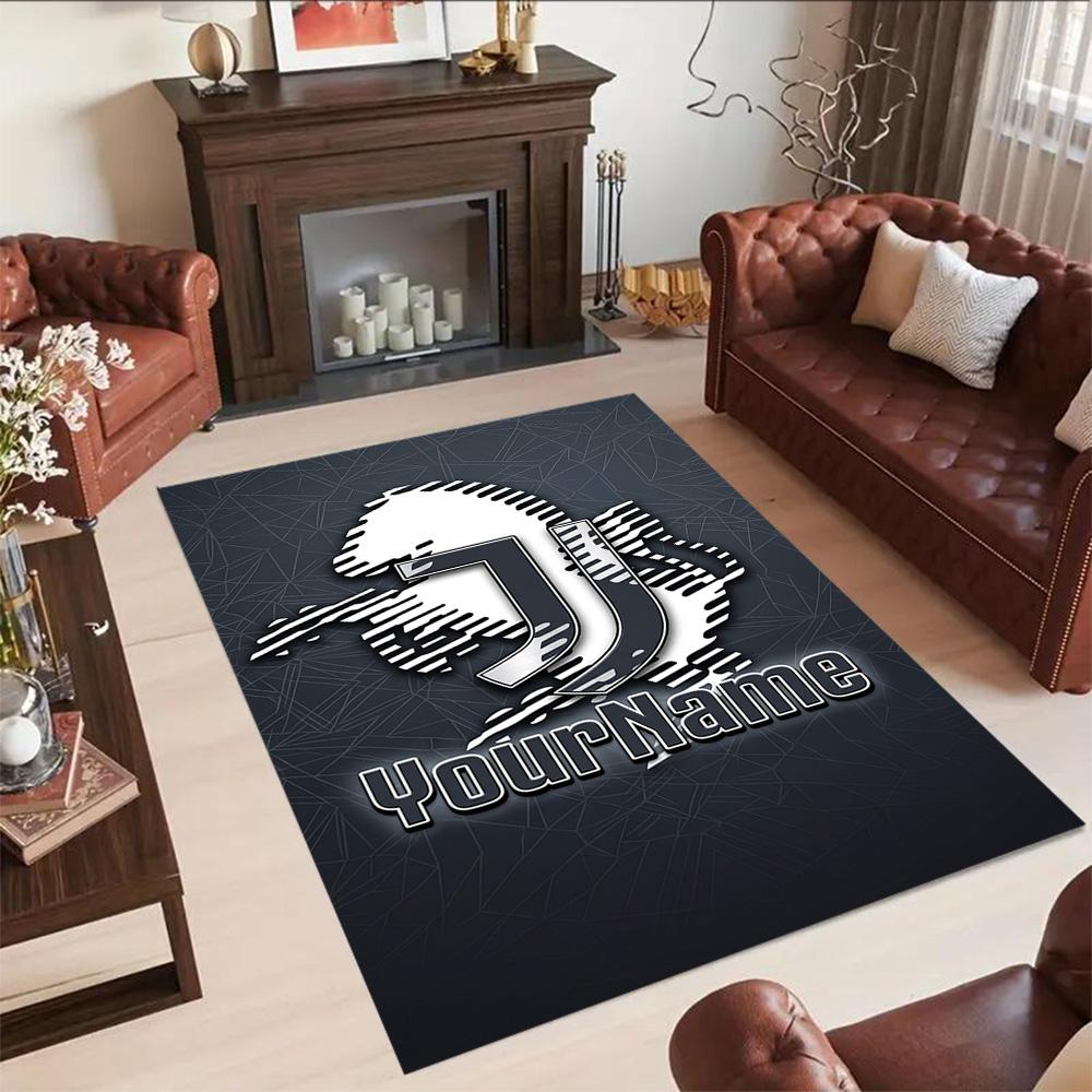 Juventus Customize Text Floor Rug Office Rug Suitable for Playrooms Dormitory Hallway Balcony Anti-slip Rug Office Home Decor Birthday/Christmas Gift