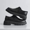 Schwarze Leder Freizeitschuhe Outdoor Nähen Walking Herrenschuhe Mode Dicke Sohle Sneakers Männlich Atmungsaktiv Sport Plateau Schuh Neu