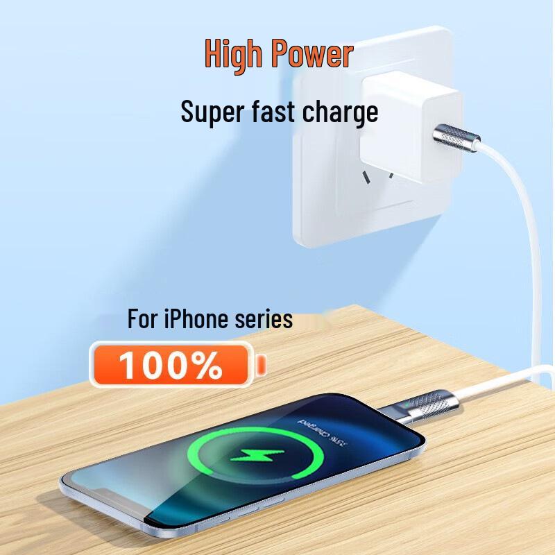 Apple PD Fast Charging Silicone Data Cable with Indicator, Type-C To Lightning.