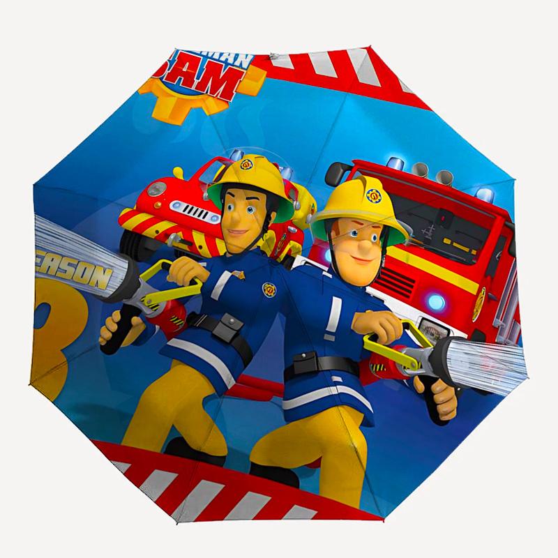 Fireman Fire Trucks Themed Travel Umbrella-8 Ribs Automatic Opening and Closing, Portable Folding Design, Compact and Stylish Umbrella Suita