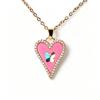 European-American Multi-Color Shell & Zircon Heart Pendant Necklace for Women