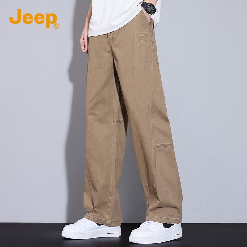 JEEP Men's American Style Pure Cotton Straight-Leg Casual Cargo Pants