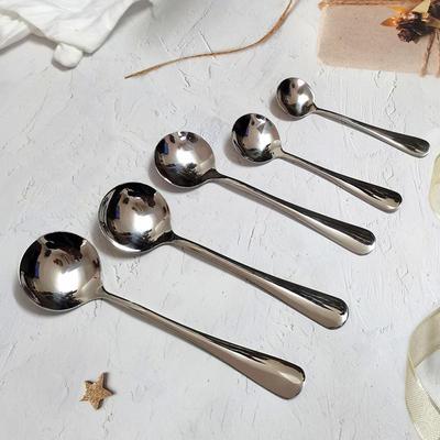 Korean-Style Stainless Steel Large Round Head Soup Spoon, 20cm
