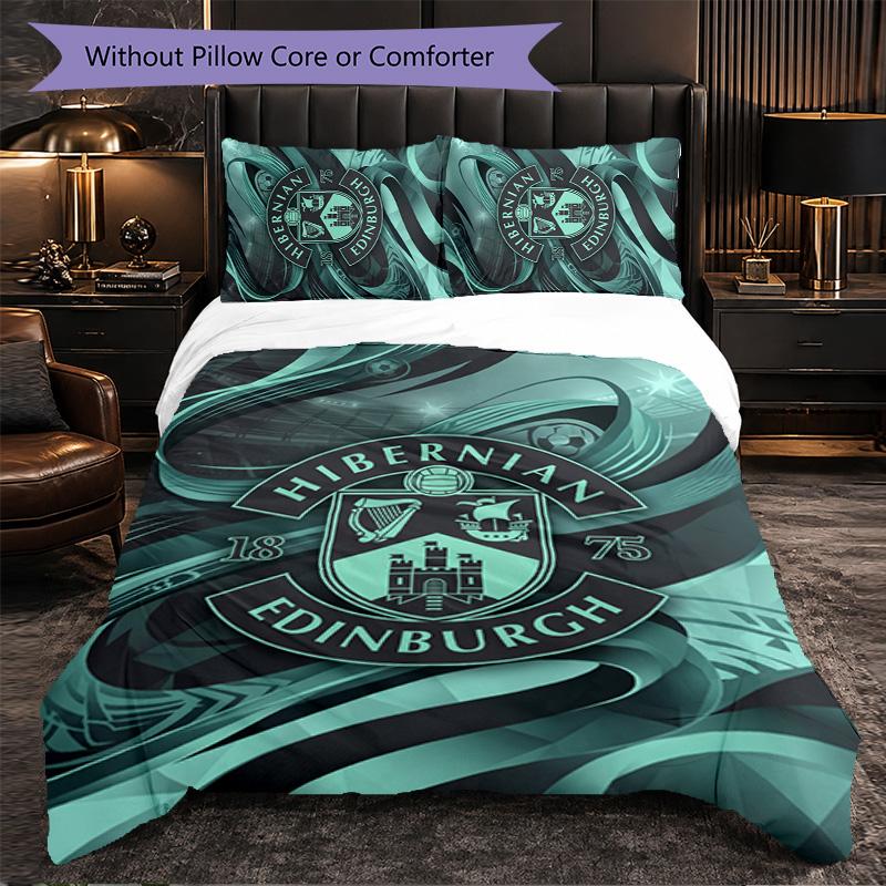 Biancheria da Letto a Tema Hibernian FC Set 3 Pezzi Copripiumino Biancheria da Letto Decorativa Per Stanza Adolescenti Decorazione Casa