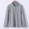 Women‘s Turn Down Collar Long Sleeve Slim Fit Shirt Cotton Solid Casual Top