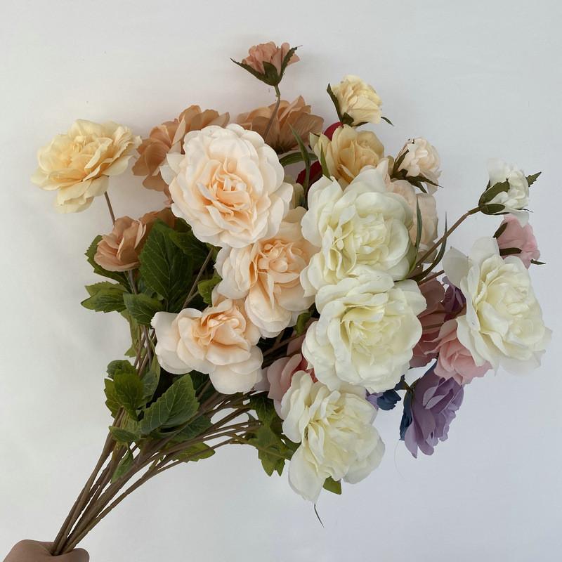 Silk Rose Bouquet For Wedding Decor Photography Props Home Gift Styling