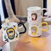 Ceramic Mug with Spoon Home Office Birthday Gift Cup for Girls High-looking Souvenir Water Cup Coffee Cup