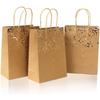 10pcs Kraft Paper Bag Hot Stamping Heart Handle Paper Bag Candy Cookies Gift Packaging Box Portable Bag