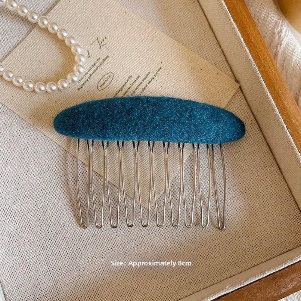 Stray hair Bangs Hairpin Non-slip Broken Hair Clip Retro Hair Comb with Teeth Women/Girl синий