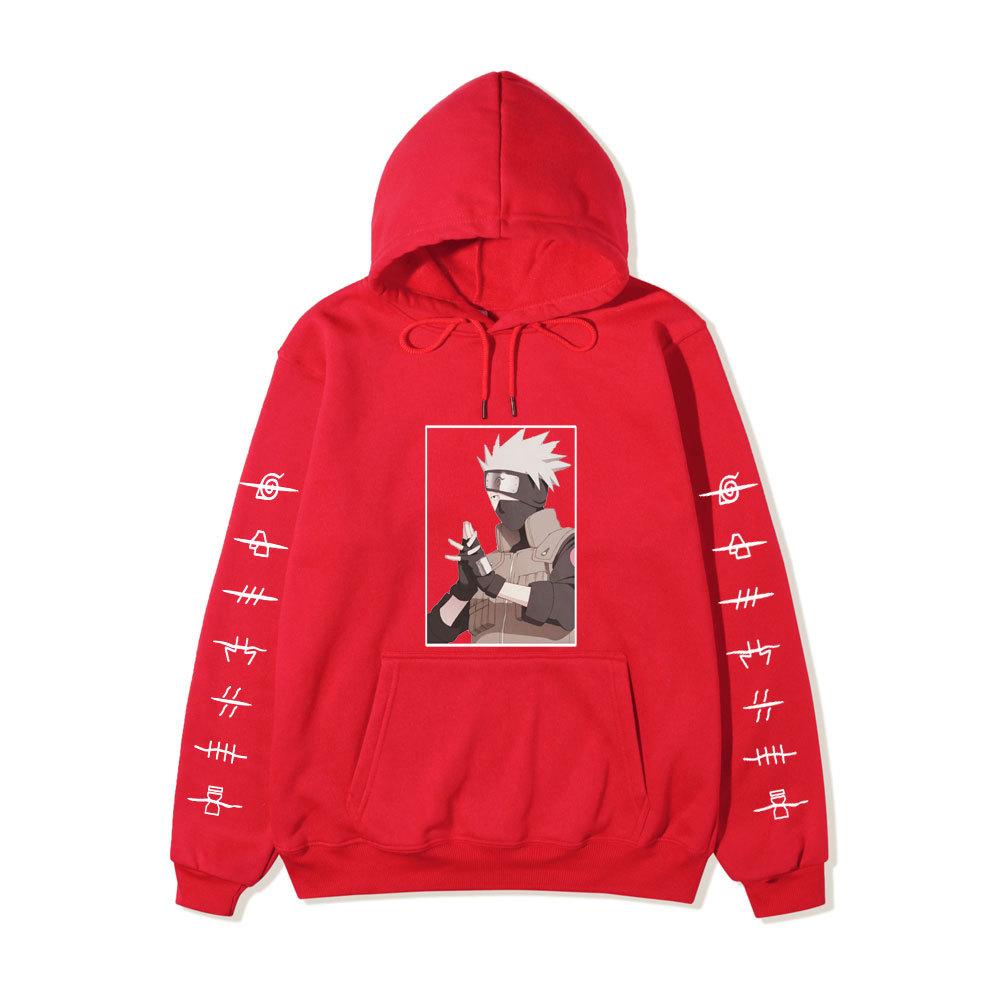 Naruto Anime Hoodie, Kakashi Graphic Sweatshirt with Ninja Village Symbols, Casual Street Hoodie for Adult Men and Women