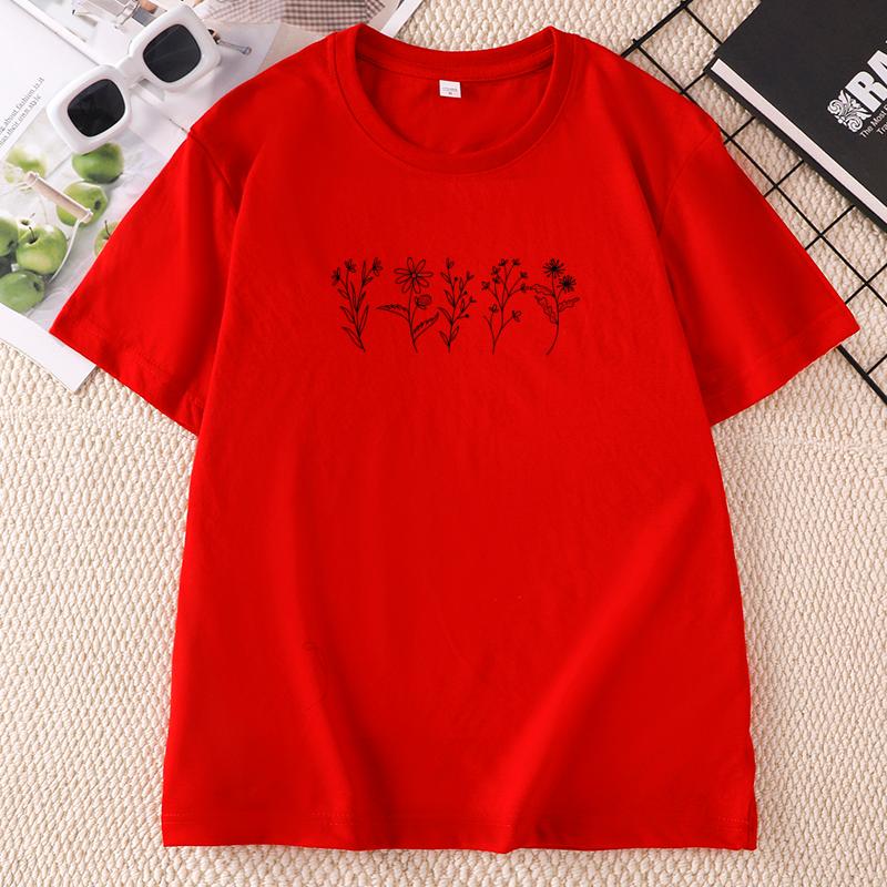 Wildflower T Shirt Floral Flower TShirt Nature Lover Short Sleeve Tees Wildflower Tshirt Casaul Round Neck Printed Clothing