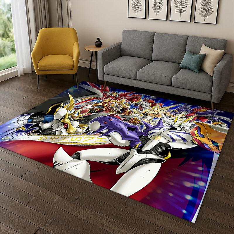 Digimon Adventure Angewomon Agumon Cartoon Teppich Teppich für Schlafzimmer Wohnzimmer Sofa Fußmatte Heimdekoration, Kinderteppich rutschfest
