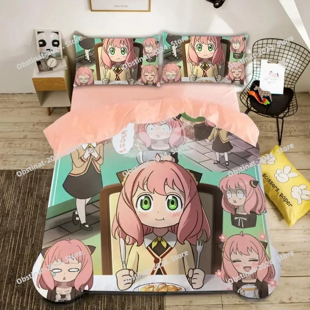 Cute Spy X Family Anya Duvet CoverAnime Spy Family Bedding SetBoys Girls Single Twin Queen Size Quilt Cover