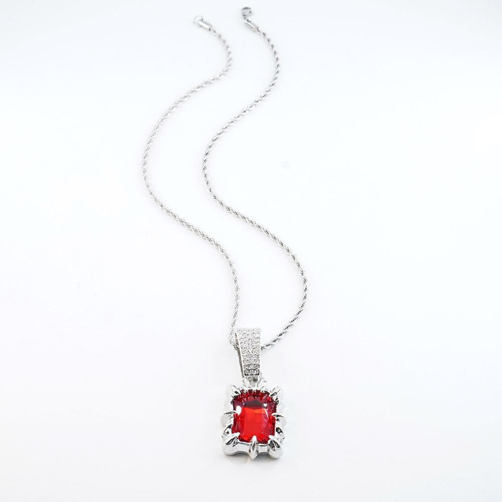 Cuore d'Oceano Retrò, Smeraldo, Rubino Ciondolo, Collana, Catena per Maglione da Uomo e Donna, Moda Europea e Americana, Lusso Leggero e di Alta Gamma