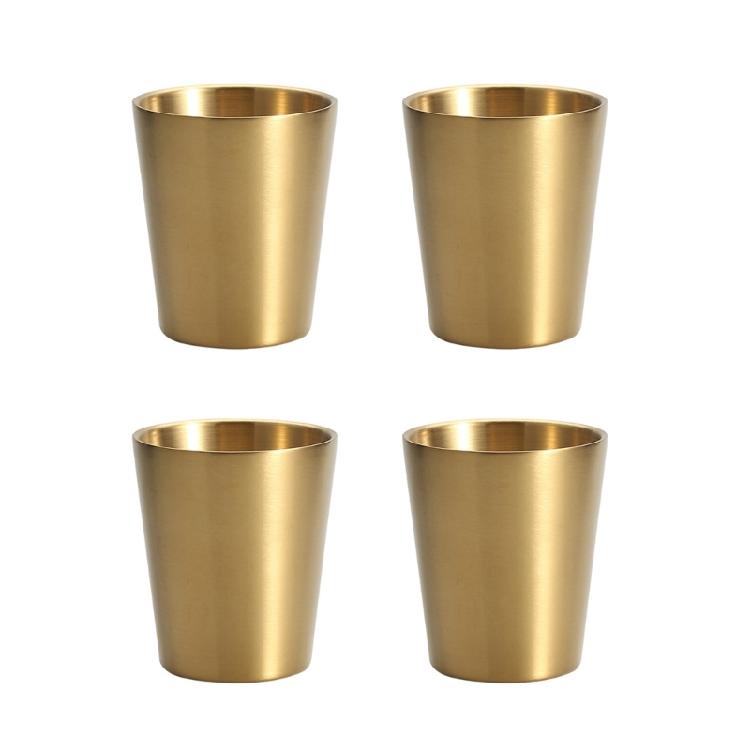 Set of 4 Double Wall Insulated Drinking Cups Stainless Steel Mugs for Outdoor Use Heat Resistant Stackable Coffee Cup