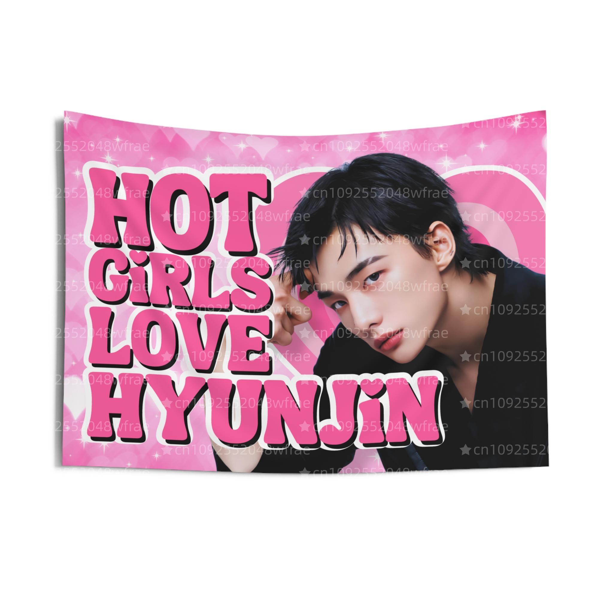 1PC Skz Hyunjin Kwave Concert American Flag Tapestry Used for Bedroom Decoration Party Background Room Durable Decoration 74x94cm(29x37in)