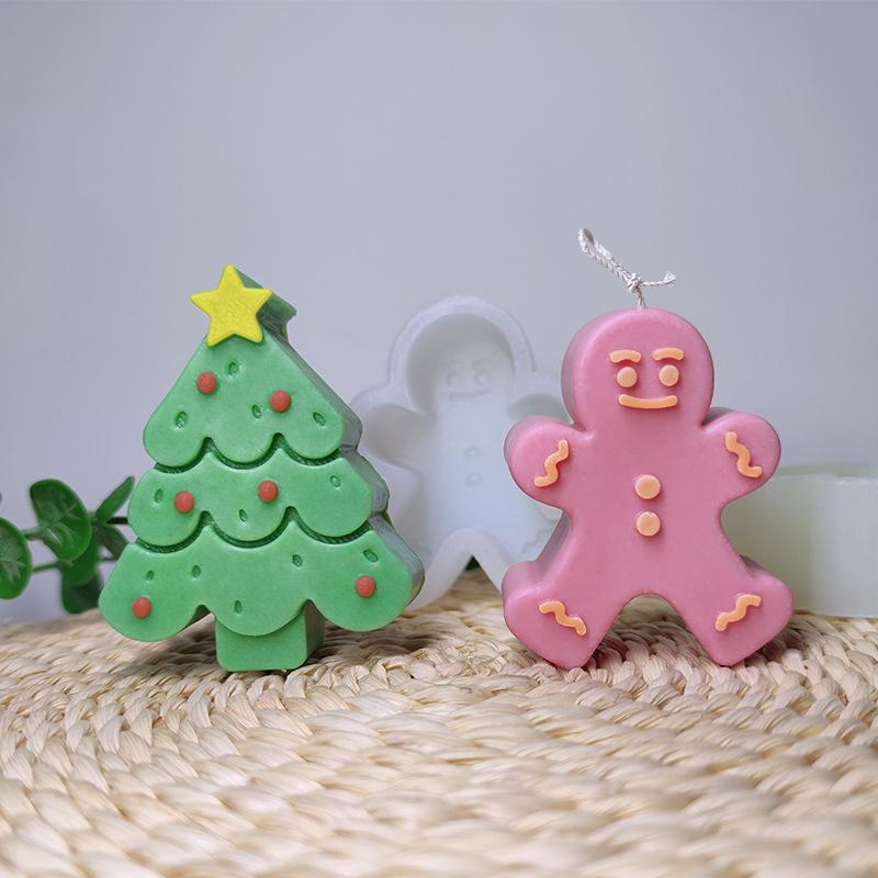 3D Christmas Tree Gingerbread Human Silicone Mold Handmade Candle Soap Plaster Crafts Resin Mold DIY Chocolate Cake Baking Tools