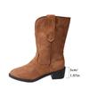 Plus Size 35-43 Cowboy Boots Embroidered Retro Western Boots Women's New Autumn/Winter Coarse Heel Middle Sleeve Knight Boots